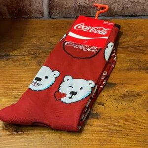 Coca Cola Coke Red Casual Socks with Polar Bear Accents Men’s 7-12